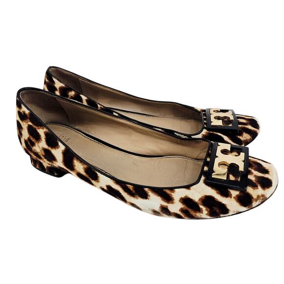 Tory Burch Gigi Calf Hair Animal Print Block Heel Pump Shoe Women's Size 9 - Picture 1 of 11